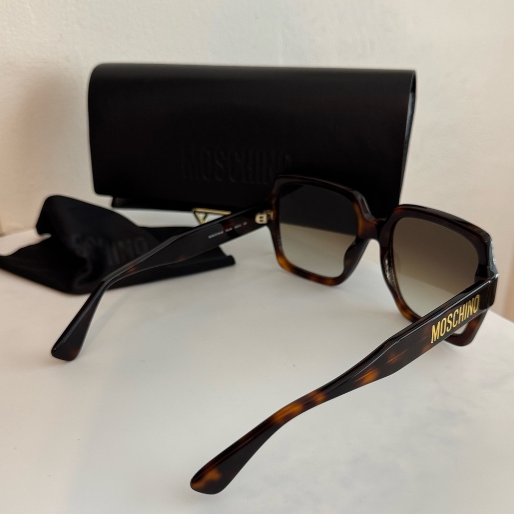 Moschino MOS127/S/US Oversized Square Sunglasses Havana Brown Gradient & Case - Picture 2 of 4